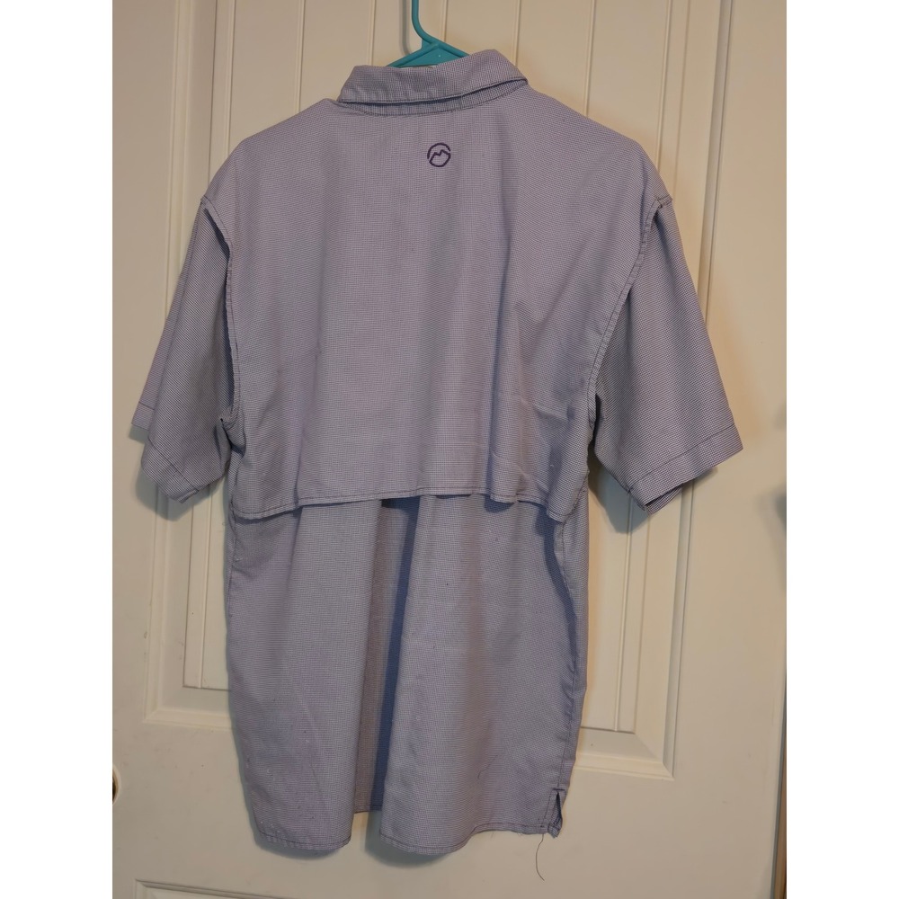 Magellan Outdoors Mens Medium Fishing Shirt MagWick Blue Plaid Vented Back - Picture 3 of 6